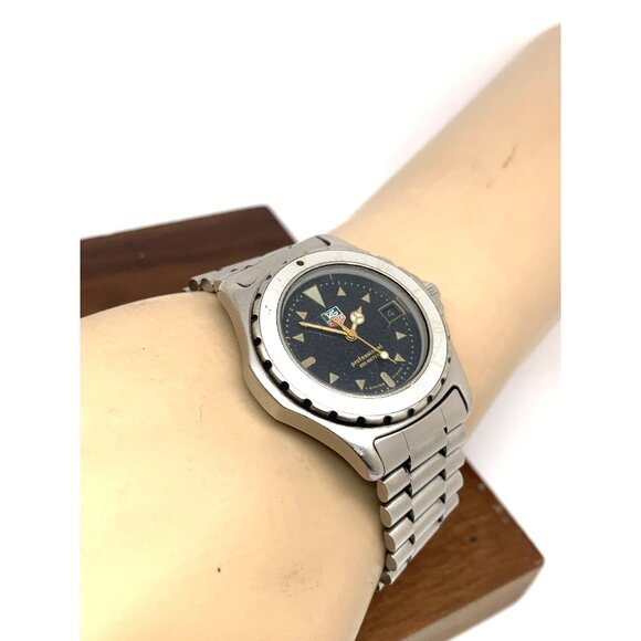 Tag Heuer Watch 972.613R Swiss Quartz Vintage Black Dial Silver Steel 34mm USED - Picture 4 of 14